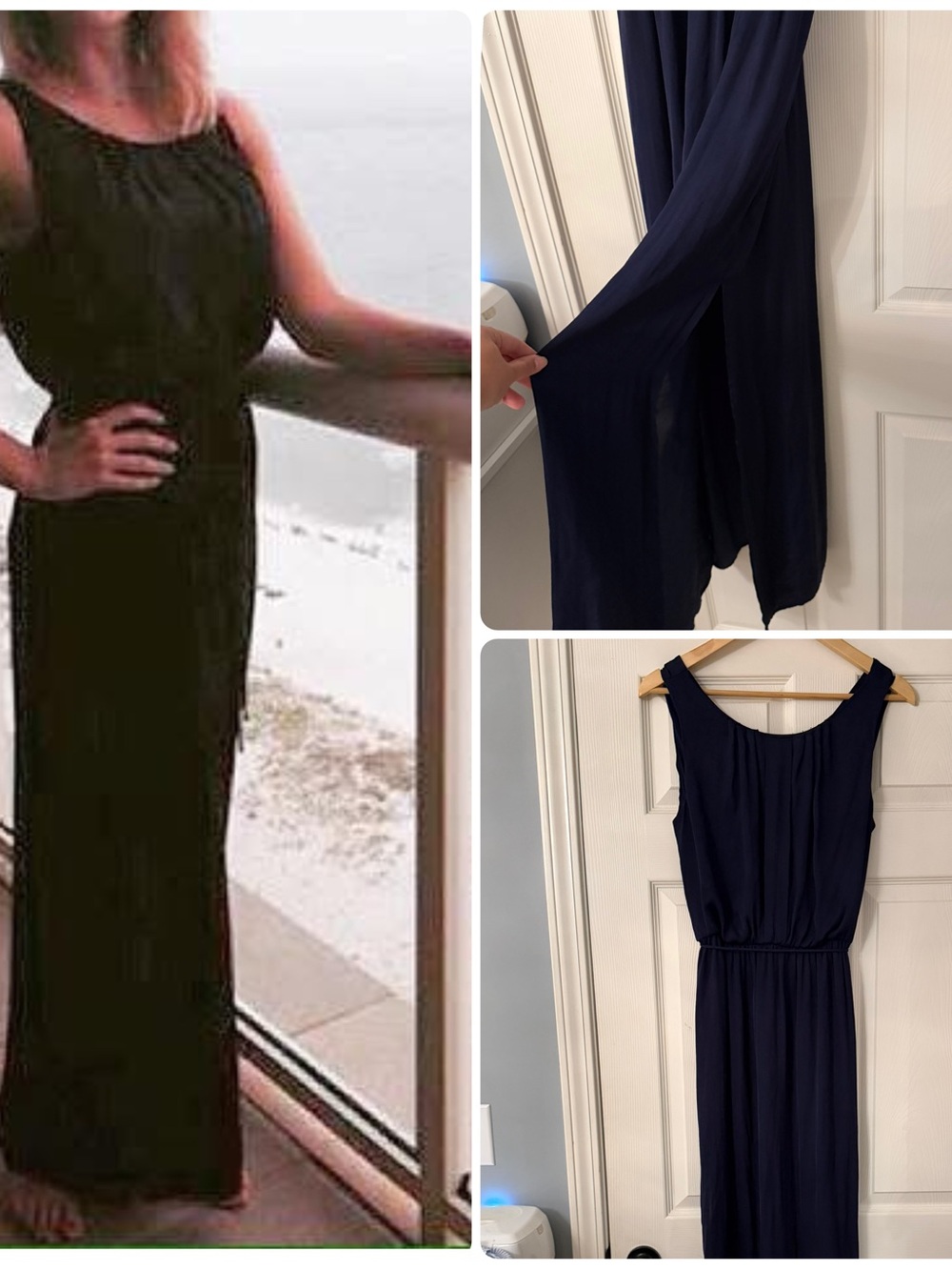 Juniors Chic Elegant Classy Flattering Sleeveless Navy Maxi Dress Contemporary